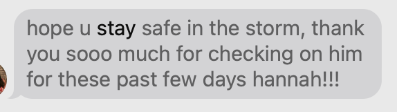 Hope you stay safe in the storm