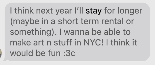 I think next year I'll stay for longer