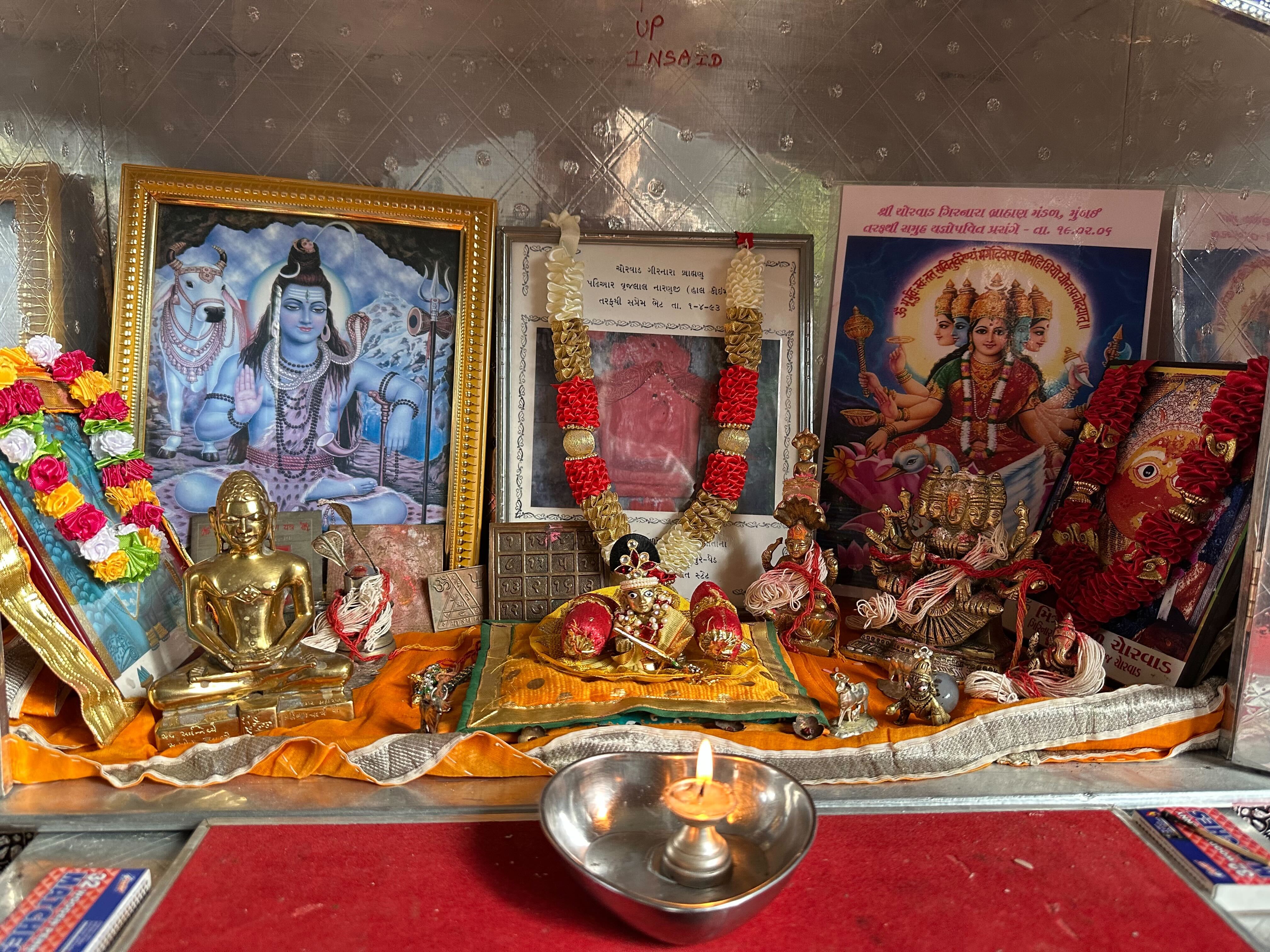 Krishna at his temple in Ishita's family home in New Jersey