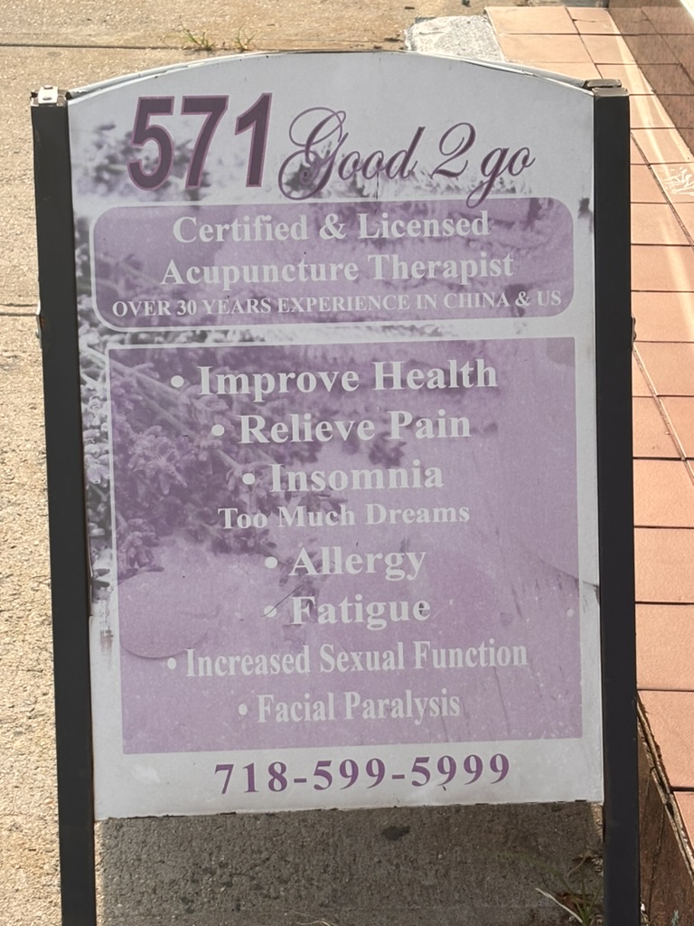 Advertisement for acupuncture services at 571 Metropolitan Ave